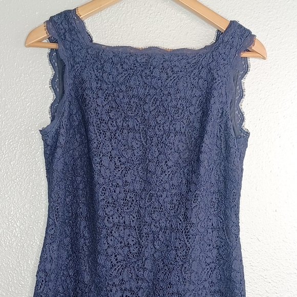 Adrianna Papell Sz 4 Office Floral Lace Square Neck Sheath Cocktail Dress - Picture 4 of 14